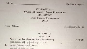 Small Business Management BCom 3rd third Sem Gulbarga University CBCS question paper 2021 kalburgi