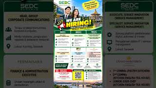 JAWATAN KOSONG KUMPULAN SEDC SARAWAK 2026 — PELBAGAI BIDANG, PELUANG KERJAYA MENANTI! JAWATAN KOSONG KUMPULAN SEDC SARAWAK 2026 — PELBAGAI BIDANG, PELUANG KERJAYA MENANTI!