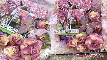 mixed media layout | mixed media on reverce canvas tutorial | bee kreativee | Payal Bhalani