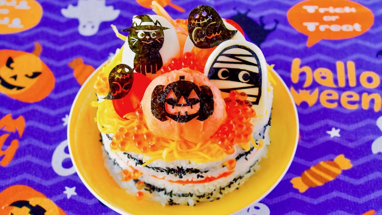 Easy Halloween Sushi Layer Cake (Recipe) | OCHIKERON | Create Eat Happy :) | ochikeron