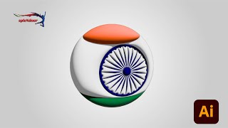 Crafting a Striking 3D Inflated Indian Flag in Adobe Illustrator || Tutorial || Easy