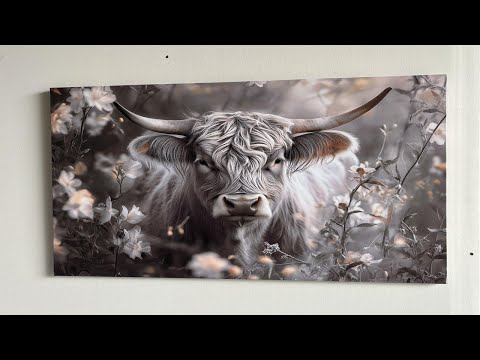 Vintage Highland Cow Art for Farmhouse Decor