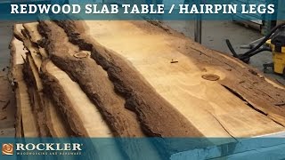 Redwood Slab Table with Hairpin Legs Saved from the Wood Chipper! - This tree was planted in Roseburg, Oregon around 90 years ago on a homestead. Originally