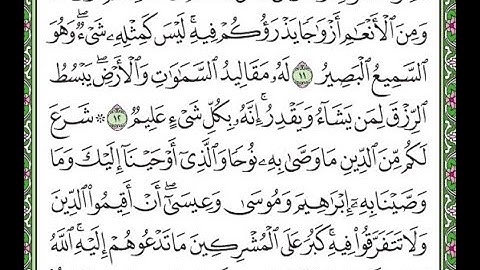 سورة الشورى مكررة الآيات من 11 إلى 13  Surah Ash-Shura repeated
