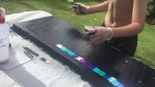 #118~ WONDERFUL WATERFALL GHOST nPOUR TUTORIAL~huge canvas+extras#waterfall #spectacularcolours #art