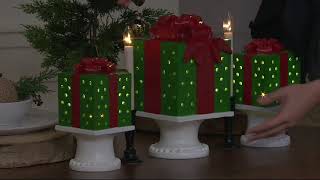 Kringle Express Choice of 10" or 13" Lit Pierced Present on Pedestal on QVC