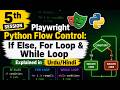 Playwright Python Flow Control: If Else, For Loop & While Loop Explained in Urdu/Hindi