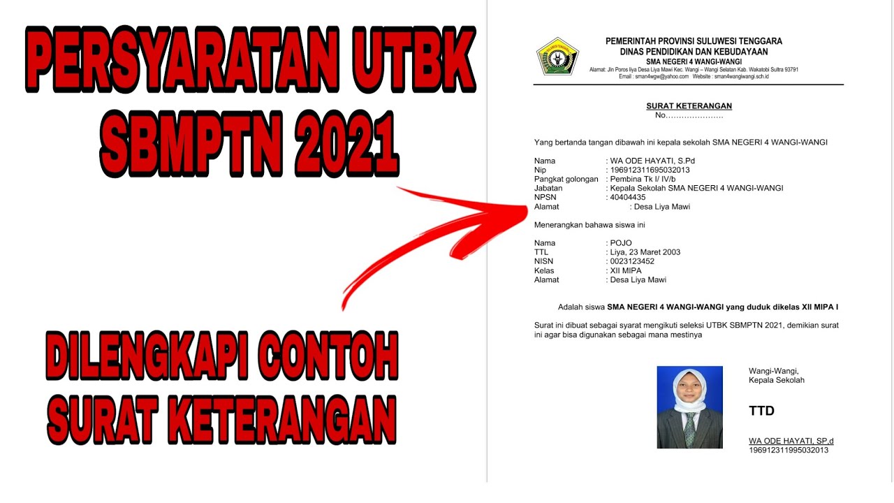 Persyaratan Yang Harus Dibawa Pada Saat Utbk Sbmptn 2021 Part Ii Surat Keterangan Kelas Xii 