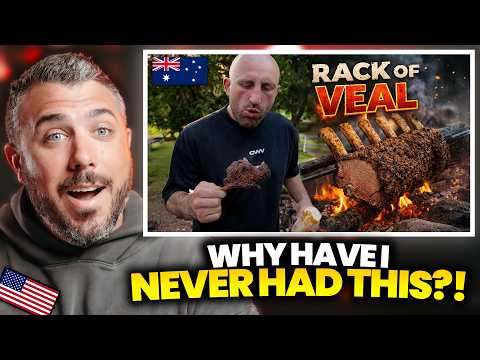 American Reacts to Wood Fire Veal Rack on Aussie Farm