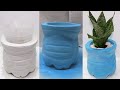 How to Make Easy Cement Pot Using Recycled Plastic Bottles