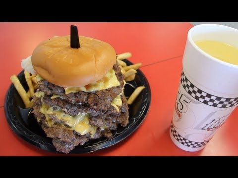 Eating A 50oz Cheeseburger, 8oz Fries, 24oz Drink in 2:29 (New Record) | Furious Pete