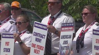 FedEx pilots picket in front of headquarters as they say contract negotiations stall