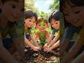 little boy planted his feet with his friends🌳🌲.#youtubeshorts #shorts#ai#cartoon#ytshorts#deepak_kvi