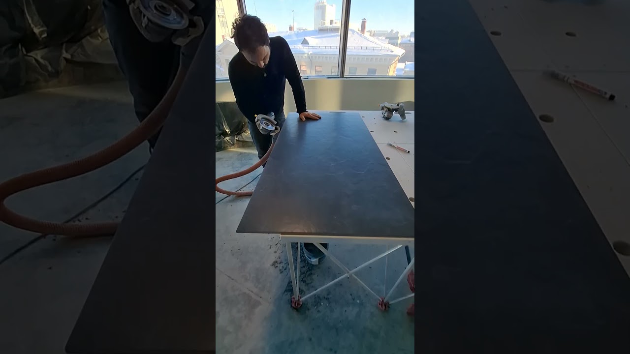 Mitered at 45* Porcelain tiles 600x1200 mm, thickness 0.9 mm 