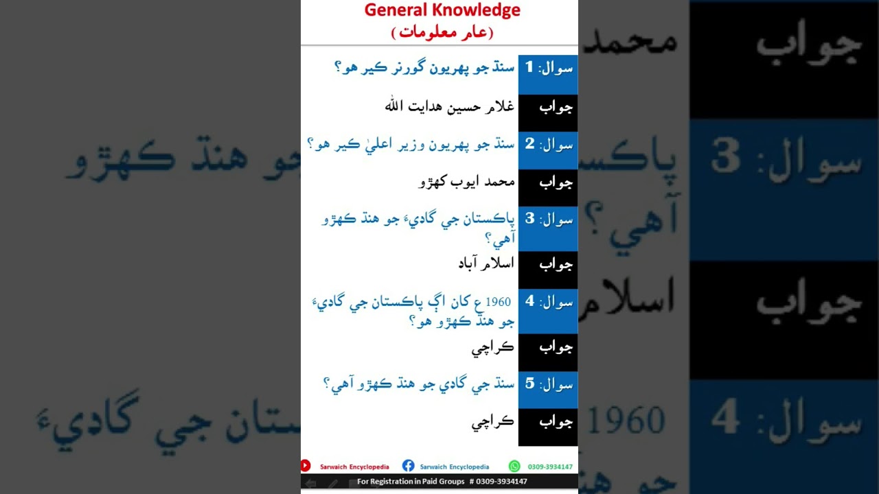 General Knowledge (In Sindhi) Page 2 
