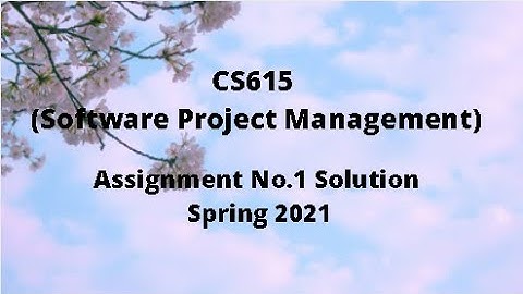 CS615 (Software Project Management) Assignment No.1 Idea Solution Spring 2021