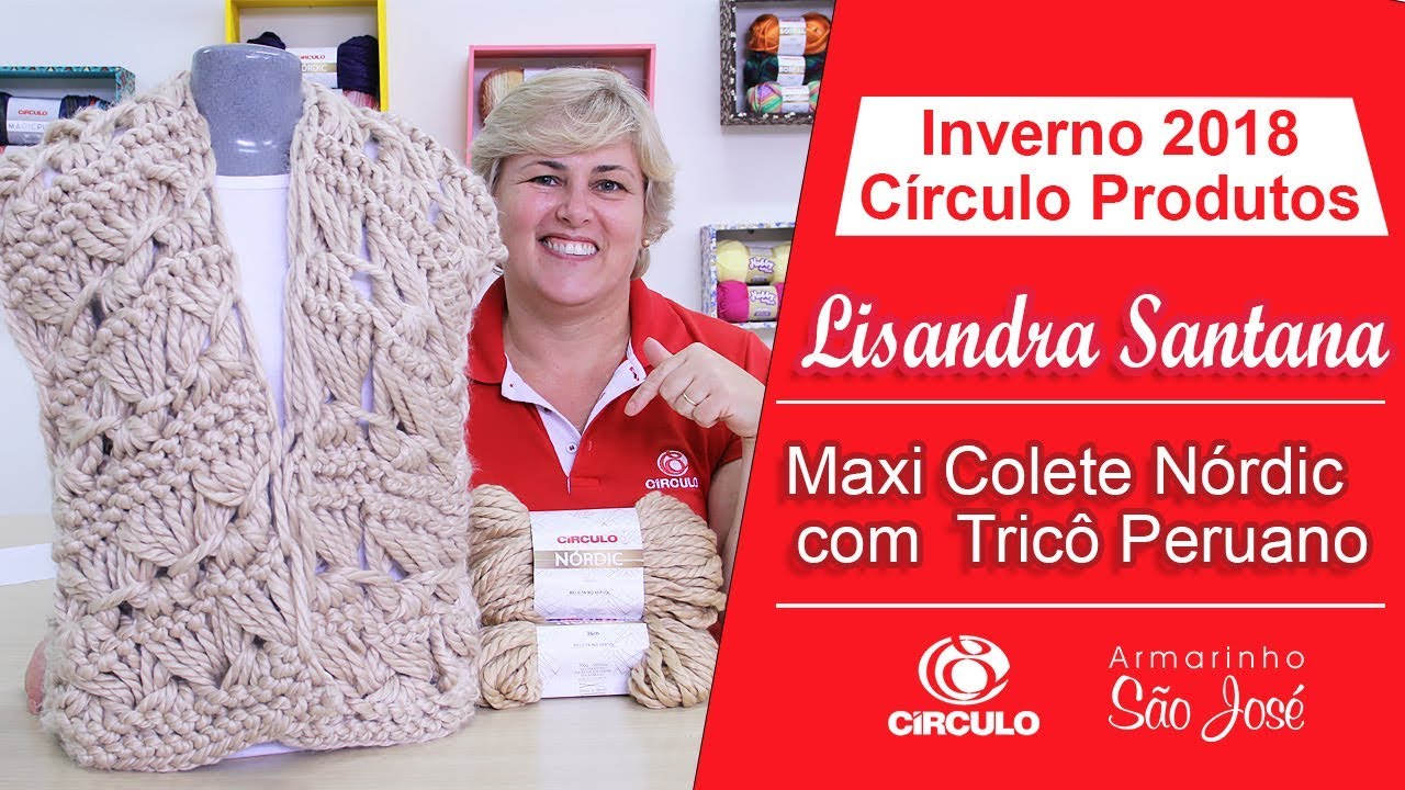 Lã Nordic - Maxi Colete em Tricô Peruano por Lisandra Santana