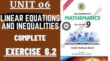 Unit #6 |Linear Equations & Inequalities |Ex# 6.2Complete|Mathematics 9th Class Sindh Textbook Board