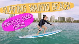 Winter Surfing in Waikiki Beach, Honolulu, Oahu, Hawaii