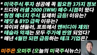 [오늘의 미국주식뉴스] IWM 매수 시점이 왔다! / 매년 4월만되면 급등하는 테크 기업은?/ 파이퍼 샌들러, 엔비디아 포트에서 배제 / 테슬라 악재는 모두 주가에 반영 되었다?