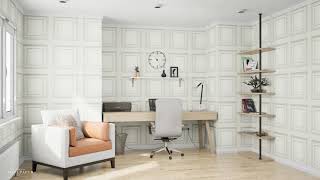 Amara Panel Vinyl Wallpaper Cream / Soft Gold Belgravia 7389 - 3D Room screenshot 4