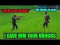 CUTEST Kid Gets Bullied In Playground For Having No Skins... So I Helped Him - Fortnite