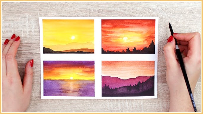 Watercolor Painting Sunrise Gramm S. Unframed Original Home Decor Art  nAAA2667