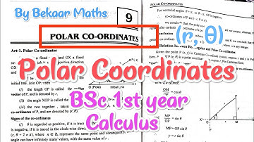 Polar Coordinates | BSc 1st year | Differential calculus | cartesian coordinate | Bekaar Maths