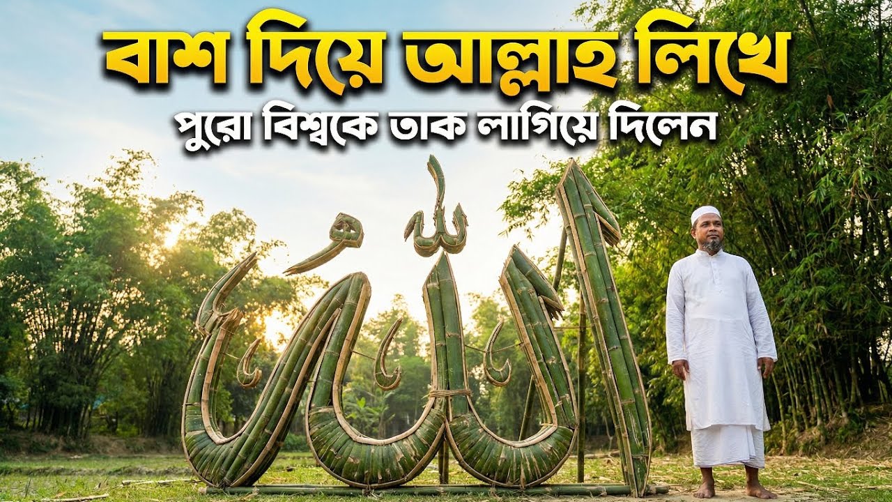 বাশ দিয়ে আল্লাহ লিখে –পুরো বিশ্বকে তাক লাগিয়ে দিলেন | Amazing Bamboo Allah Calligraphy 