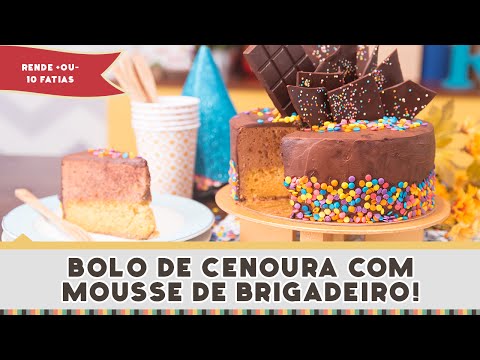 BOLO DE CENOURA COM MOUSSE DE BRIGADEIRO FÁCIL (Como Fazer) [Aniversário] -  Receitas de Minuto #244