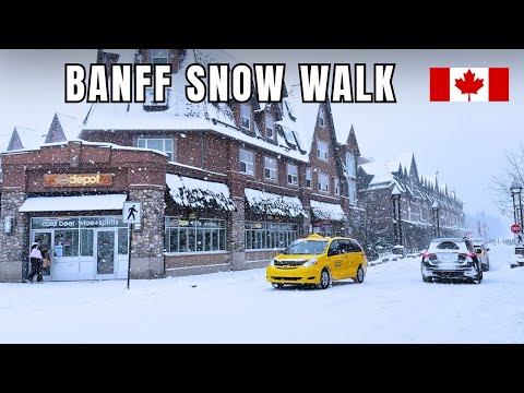 Banff Looks Unreal in Heavy Snow ❄️ Magical Winter Night Walk | 4K Ultra HD (Part 2)