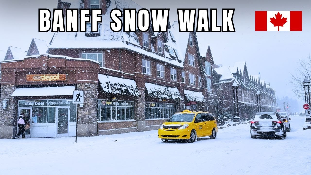 Heavy Snowfall in Banff 🇨🇦 | Magical Winter Walk in Freezing Snow | 4K Ultra HD | Part II