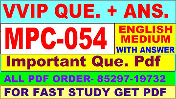 MPC 054 important questions with answer in English | mpc 054 Previous Year Question Paper