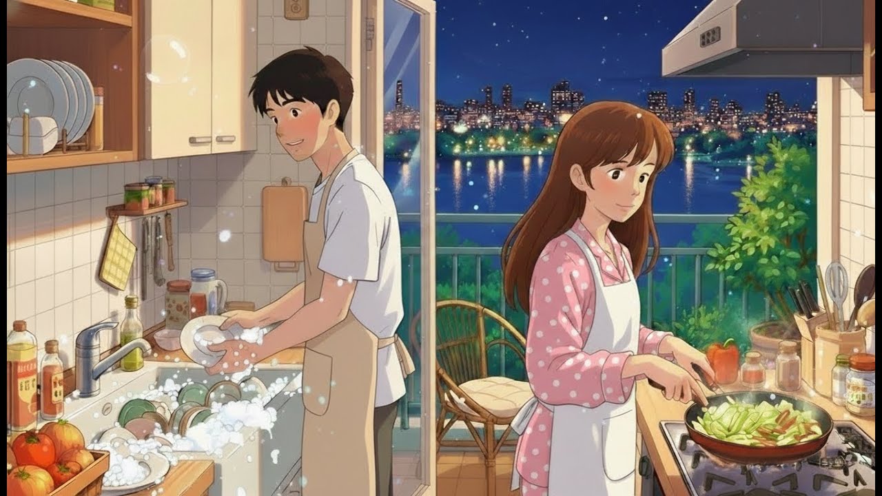A Peaceful Evening with the One I Love | Cooking Animation | Ghibli-Style Video 