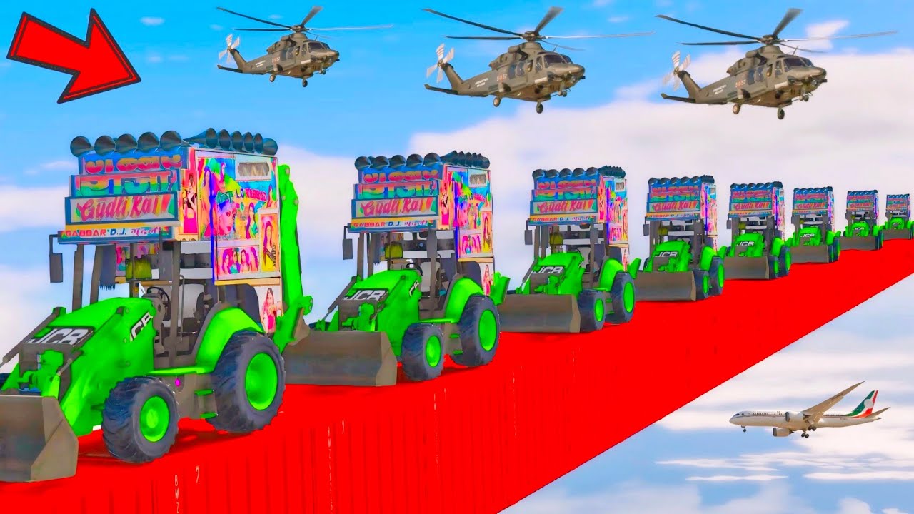 World's Highest 10 JCB 😱🫨😲 GTA 5 TRIED THE IMPOSSIBLE SUPER MEGA RAMP 😫😲 CHALLENGE |INDIAN All 11 DJ