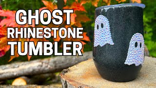 CUTE GHOST GLITTER RHINESTONE TUMBLER // DIY Fall Autumn Halloween Bling Cup Tutorial for Beginners