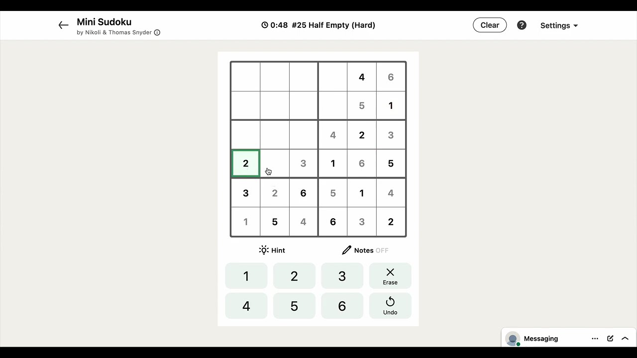LinkedIn Mini Sudoku #25 Half Empty | Today's Answer