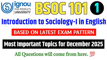BSOC 101 Important Questions December 2025 in English | IGNOU BSOC 101 Question Paper 2025 Exam