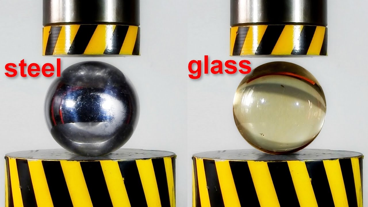 HYDRAULIC PRESS VS STEEL AND GLASS BALL YouTube