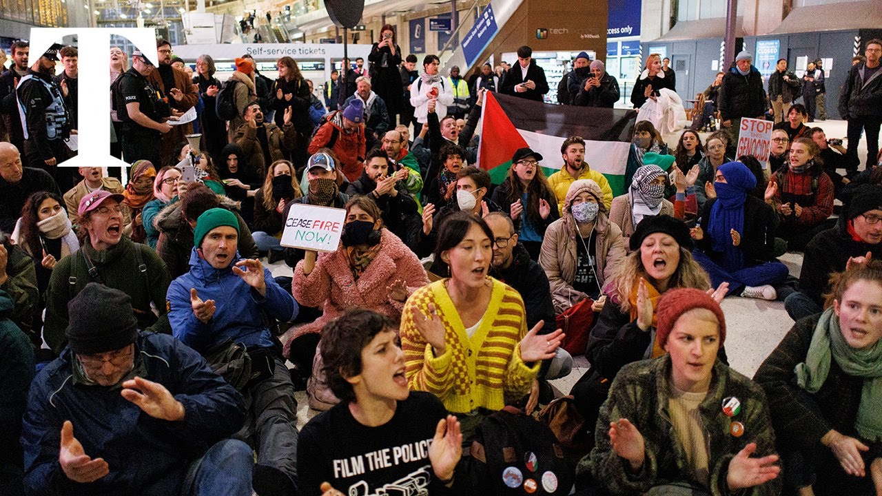 Thousands across the UK join pro-Palestine marches and station sit-ins