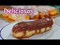 ECLAIRS o PETISUS. Pastelitos de crema pastelera con chocolate