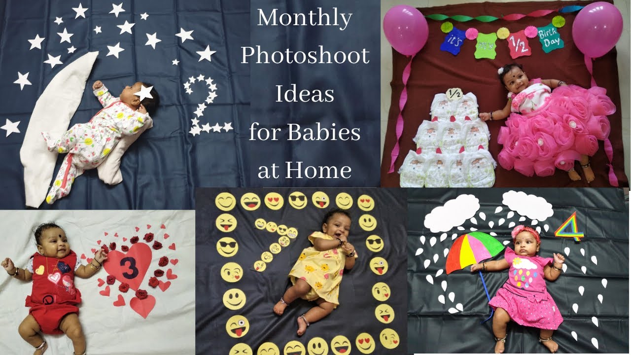 Baby Monthly Birthday Photoshoot Ideas At Home