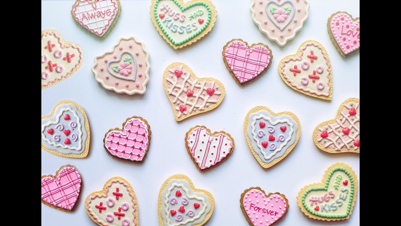 Gebäck Herzen in vielen Farben