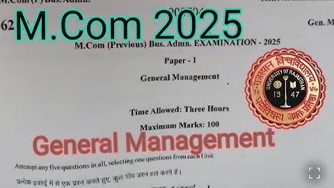 Original Question Paper Of General Management  MCOM Previous year 2025 #mcom #rajasthanuniversity