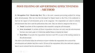 21 - Methods of Post-testing of Advertising Effectiveness