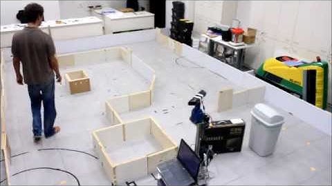 Robot follower - adaptive following using Kinect and pan-tilt system (with unmapped obstacle)