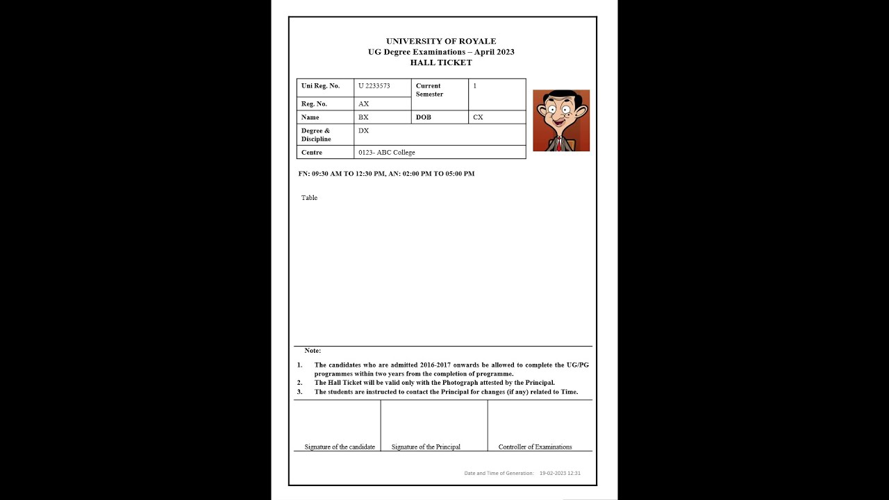 Generation of Hall Tickets using UiPath StudioX 