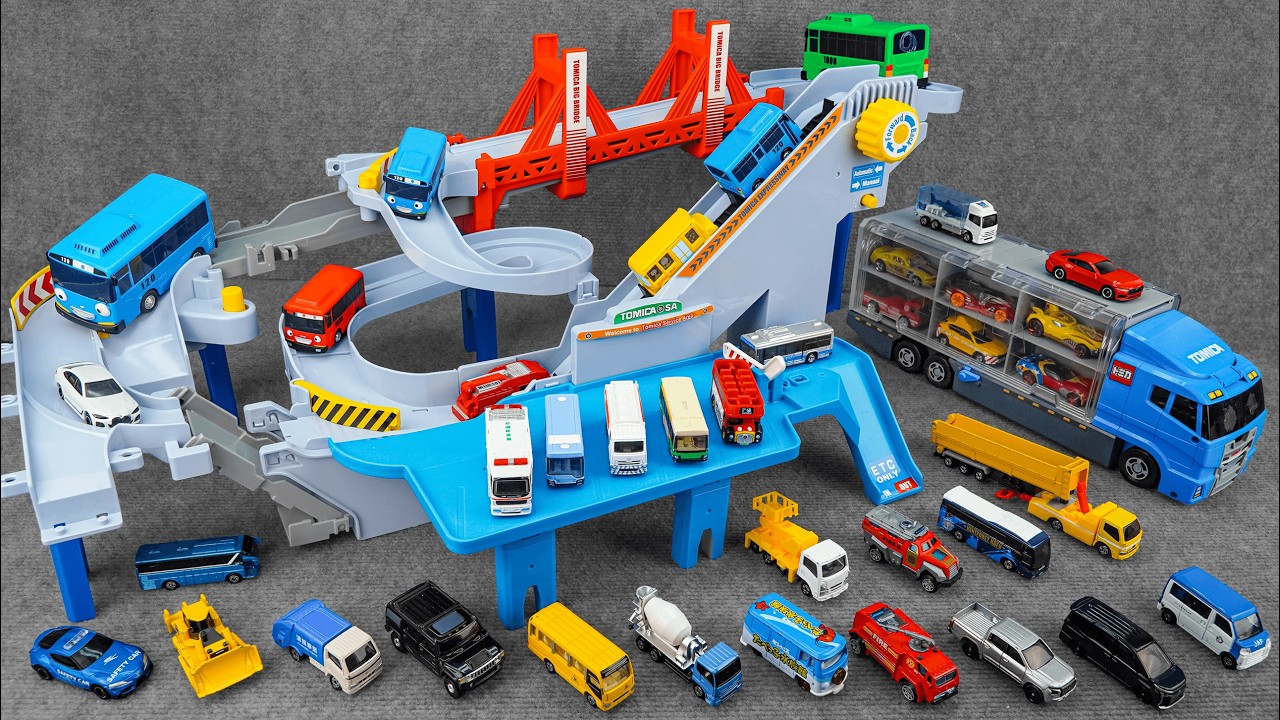 トミカ コースがのび〜る！にぎやか高速どうろ Tomica Action Expressway Playset ASMR Satisfying with Unboxing