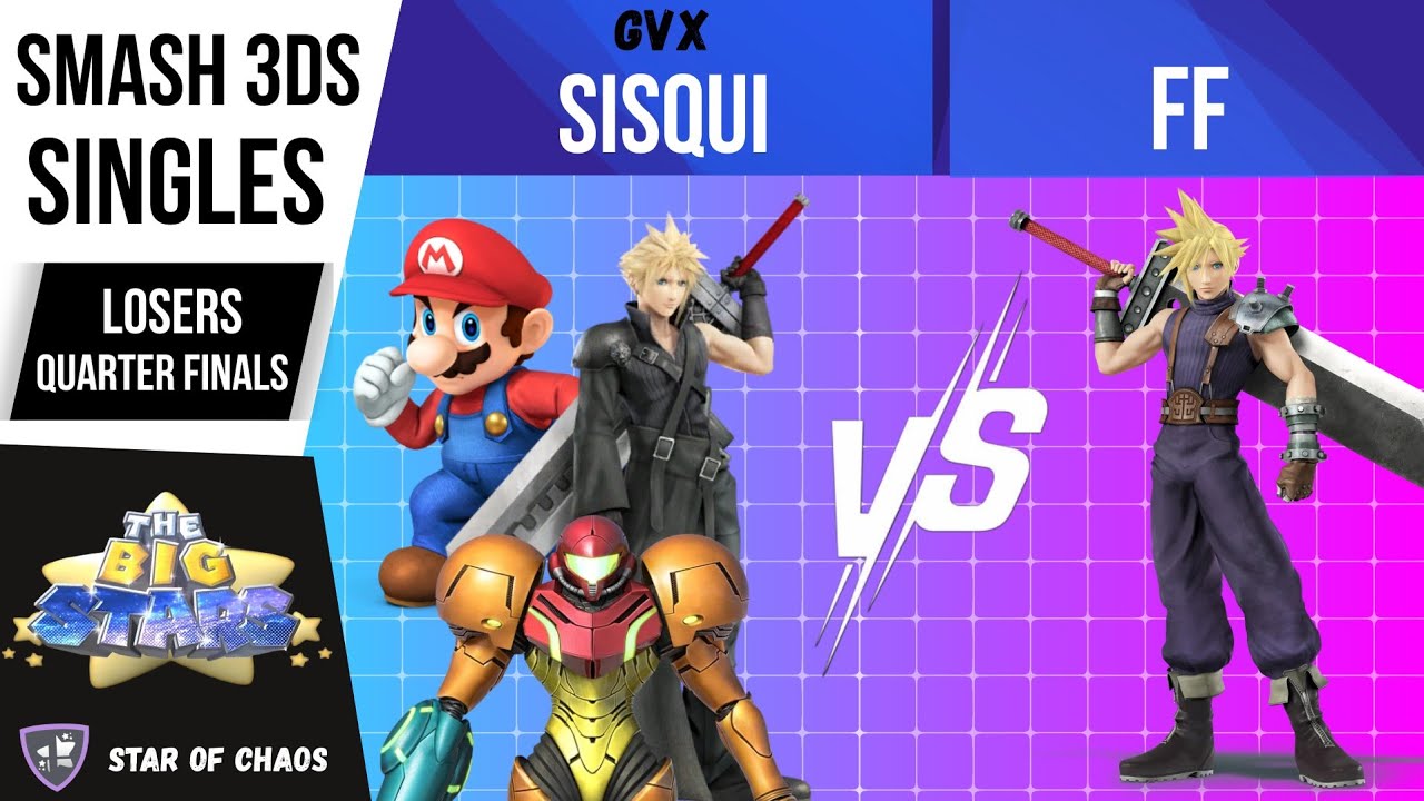THE BIG STARS #1 - Sisqui (Samus/Cloud/Mario) Vs FF (Cloud) - Losers Quarter Finals - Smash Bros 3DS