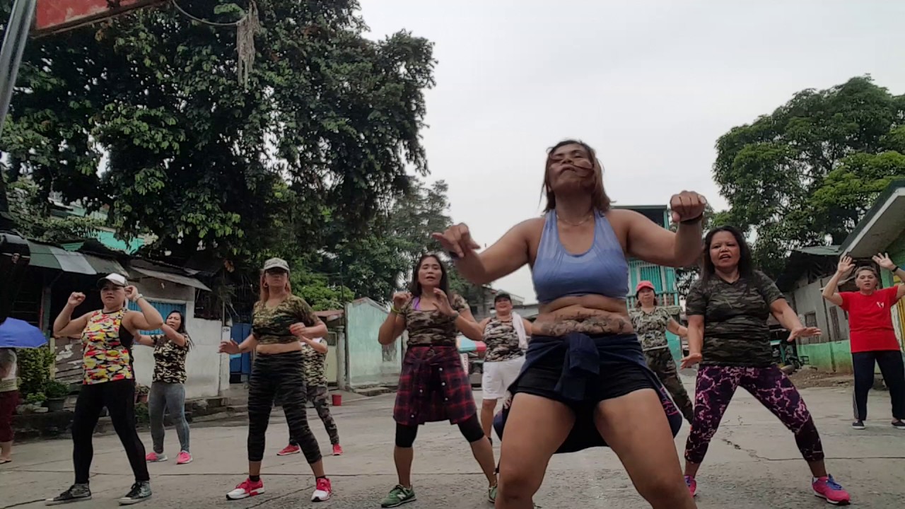 Zumba gold in camouflage2 dancing in the street